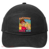 Awesome Since 1935 90th Birthday Messy Bun Rosie The Riveter 7-Panel Snapback Hat