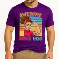 Awesome Since 1935 90th Birthday Messy Bun Rosie The Riveter Performance Shirt