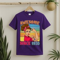 Awesome Since 1935 90th Birthday Messy Bun Rosie The Riveter T-Shirt