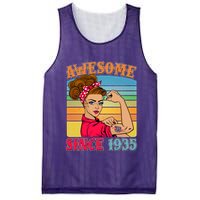 Awesome Since 1935 90th Birthday Messy Bun Rosie The Riveter Mesh Reversible Basketball Jersey Tank