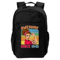 Awesome Since 1945 80th Birthday Messy Bun Rosie The Riveter Backpack