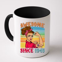 Awesome Since 1945 80th Birthday Messy Bun Rosie The Riveter Mug
