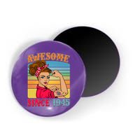Awesome Since 1945 80th Birthday Messy Bun Rosie The Riveter Magnet