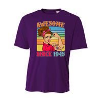 Awesome Since 1945 80th Birthday Messy Bun Rosie The Riveter Youth Performance Sprint T-Shirt