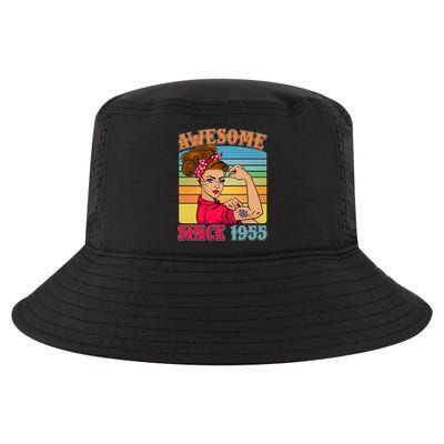 Awesome Since 1955 70th Birthday Messy Bun Rosie The Riveter Cool Comfort Performance Bucket Hat