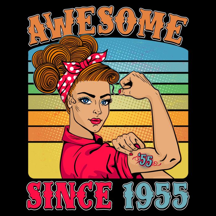 Awesome Since 1955 70th Birthday Messy Bun Rosie The Riveter 16 in Basic Backpack