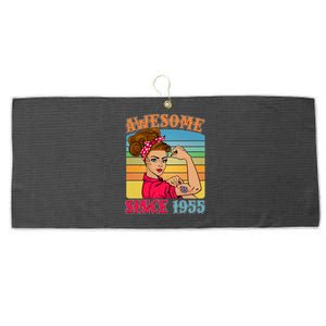 Awesome Since 1955 70th Birthday Messy Bun Rosie The Riveter Large Microfiber Waffle Golf Towel