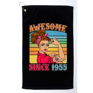 Awesome Since 1955 70th Birthday Messy Bun Rosie The Riveter Platinum Collection Golf Towel