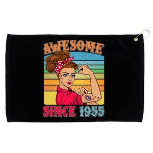 Awesome Since 1955 70th Birthday Messy Bun Rosie The Riveter Grommeted Golf Towel