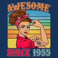 Awesome Since 1955 70th Birthday Messy Bun Rosie The Riveter Infant Baby Jersey Bodysuit