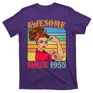 Awesome Since 1955 70th Birthday Messy Bun Rosie The Riveter T-Shirt