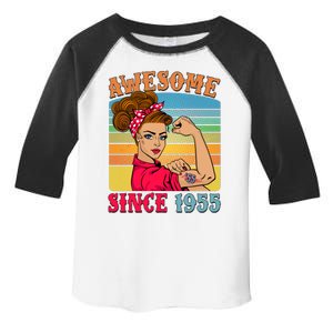 Awesome Since 1955 70th Birthday Messy Bun Rosie The Riveter Toddler Fine Jersey T-Shirt