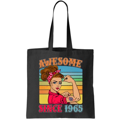 Awesome Since 1965 60th Birthday Messy Bun Rosie The Riveter Bag