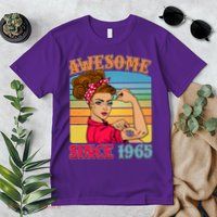 Awesome Since 1965 60th Birthday Messy Bun Rosie The Riveter Premium T-Shirt