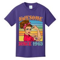 Awesome Since 1965 60th Birthday Messy Bun Rosie The Riveter Kids T-Shirt