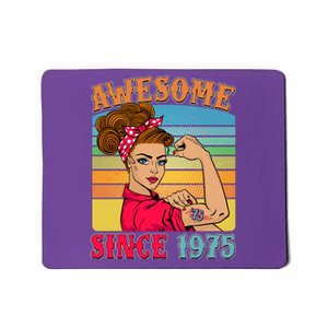 Awesome Since 1975 50th Birthday Messy Bun Rosie The Riveter Mousepad