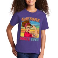 Awesome Since 1975 50th Birthday Messy Bun Rosie The Riveter Kids T-Shirt