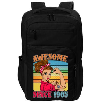 Awesome Since 1985 40th Birthday Messy Bun Rosie The Riveter Impact Tech Backpack
