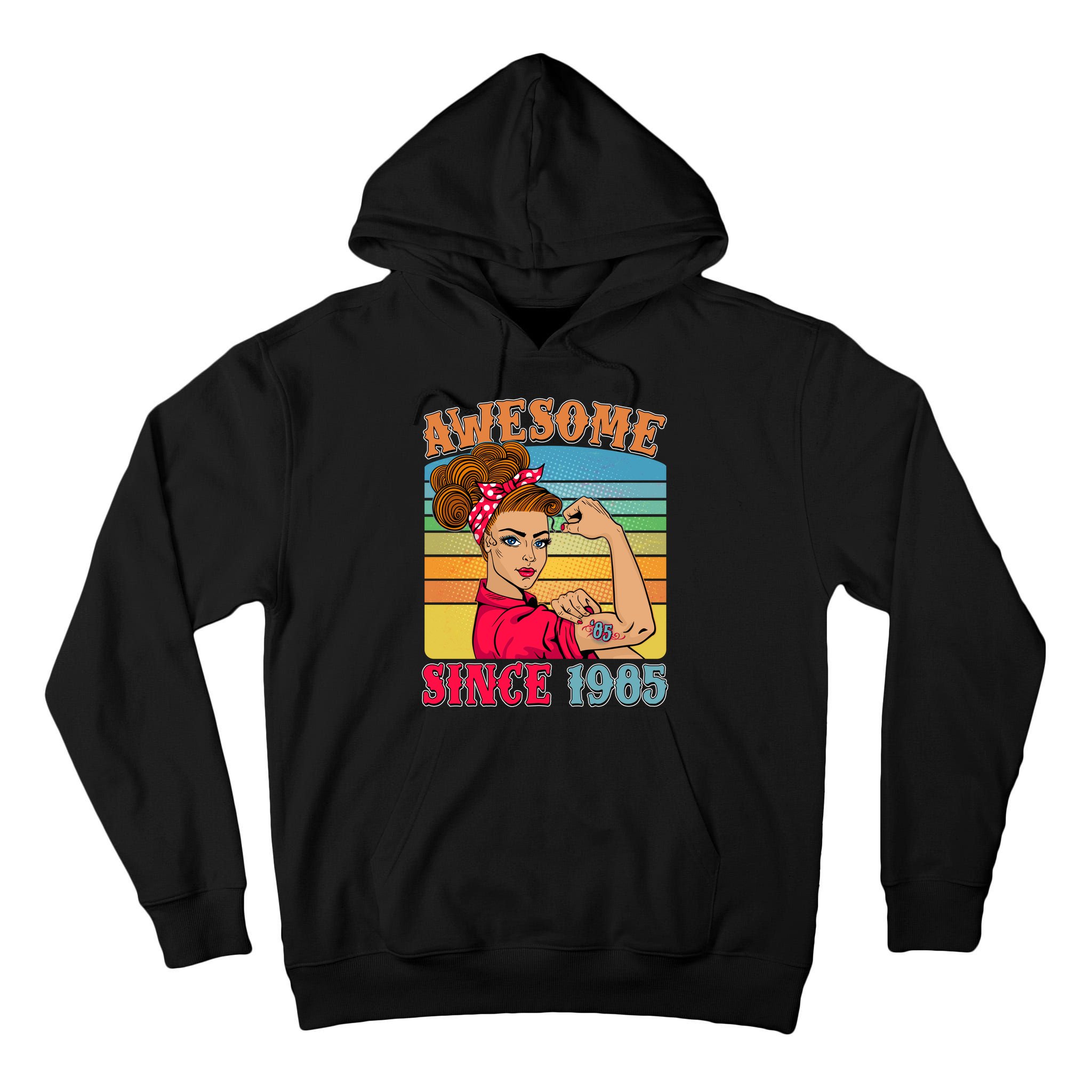 Awesome Since 1985 40th Birthday Messy Bun Rosie The Riveter Tall Hoodie