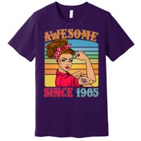 Awesome Since 1985 40th Birthday Messy Bun Rosie The Riveter Premium T-Shirt