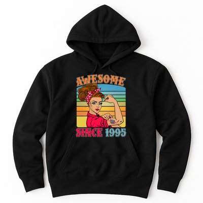 Awesome Since 1995 30th Birthday Messy Bun Rosie The Riveter Hoodie