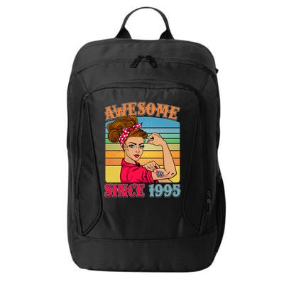 Awesome Since 1995 30th Birthday Messy Bun Rosie The Riveter City Backpack