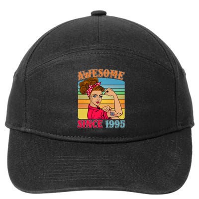 Awesome Since 1995 30th Birthday Messy Bun Rosie The Riveter 7-Panel Snapback Hat