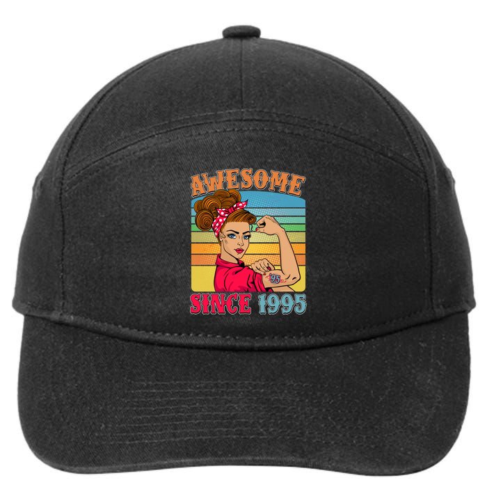 Awesome Since 1995 30th Birthday Messy Bun Rosie The Riveter 7-Panel Snapback Hat