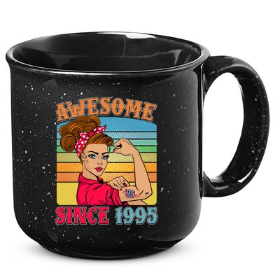 Awesome Since 1995 30th Birthday Messy Bun Rosie The Riveter 15oz Campfire Ceramic Mug