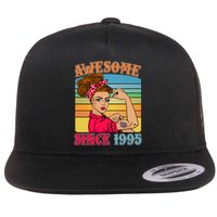 Awesome Since 1995 30th Birthday Messy Bun Rosie The Riveter Flatbill Hat