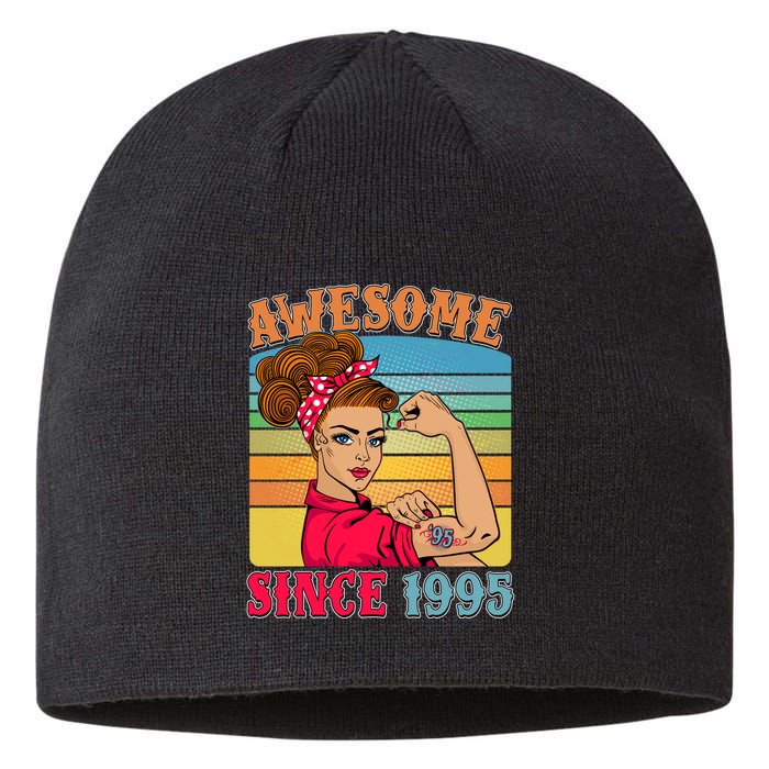 Awesome Since 1995 30th Birthday Messy Bun Rosie The Riveter Sustainable Beanie