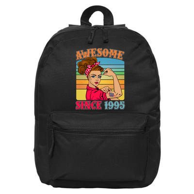 Awesome Since 1995 30th Birthday Messy Bun Rosie The Riveter 16 in Basic Backpack