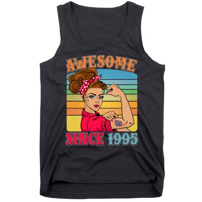 Awesome Since 1995 30th Birthday Messy Bun Rosie The Riveter Tank Top