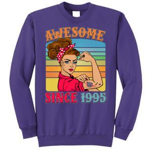 Awesome Since 1995 30th Birthday Messy Bun Rosie The Riveter Sweatshirt