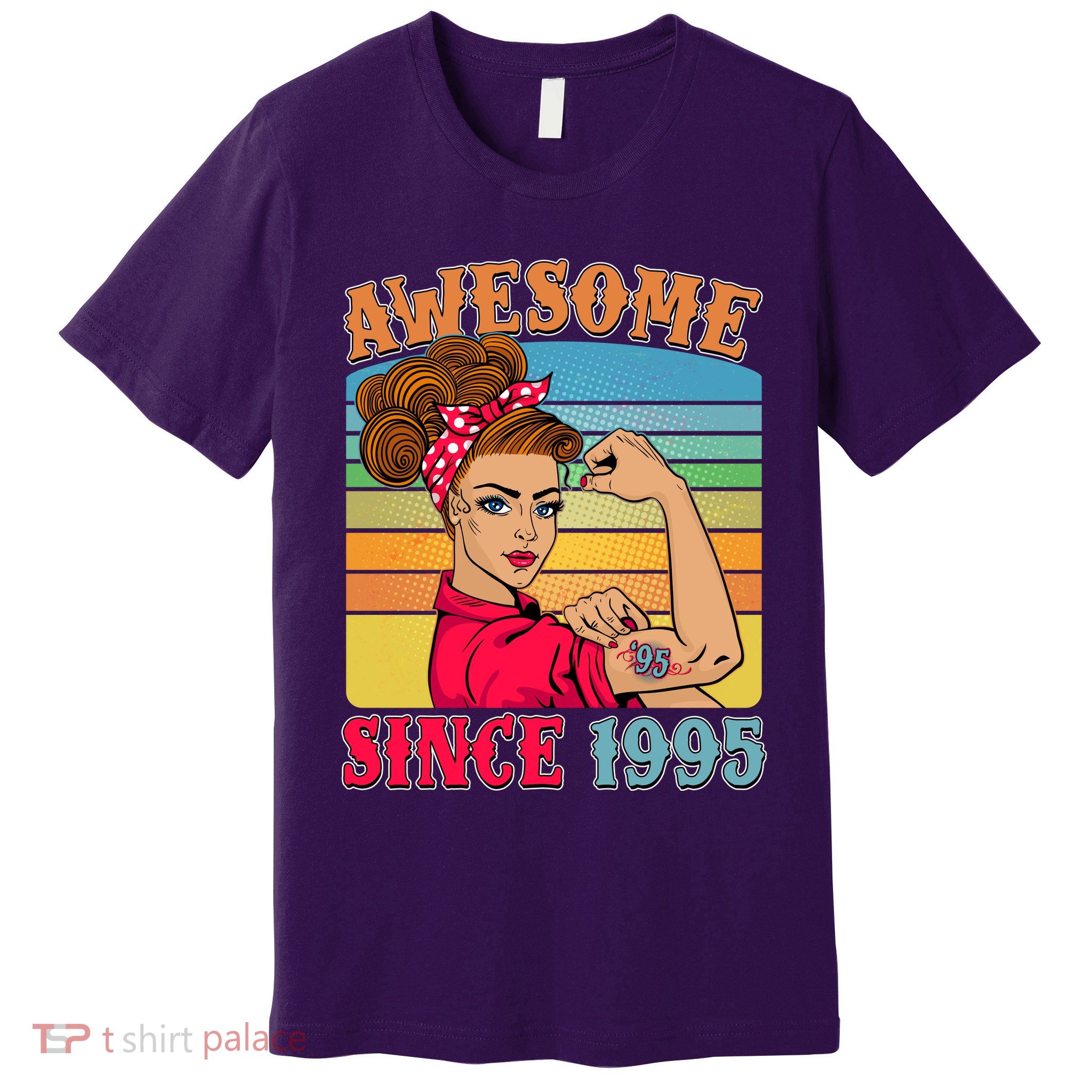 Awesome Since 1995 30th Birthday Messy Bun Rosie The Riveter Premium T-Shirt
