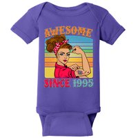 Awesome Since 1995 30th Birthday Messy Bun Rosie The Riveter Baby Bodysuit