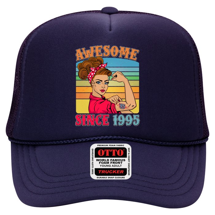 Awesome Since 1995 30th Birthday Messy Bun Rosie The Riveter Trucker Hat