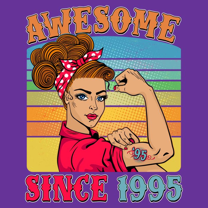 Awesome Since 1995 30th Birthday Messy Bun Rosie The Riveter Trucker Hat