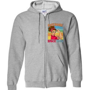 Awesome Since 1995 30th Birthday Messy Bun Rosie The Riveter Full Zip Hoodie