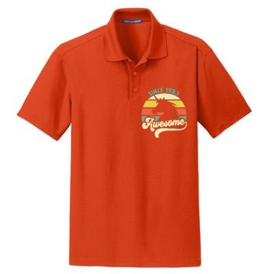 Awesome Since 1983 Retro Unicorn Birthday Dry Zone Grid Polo