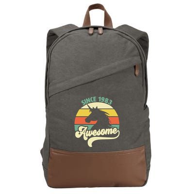 Awesome Since 1983 Retro Unicorn Birthday Cotton Canvas Backpack