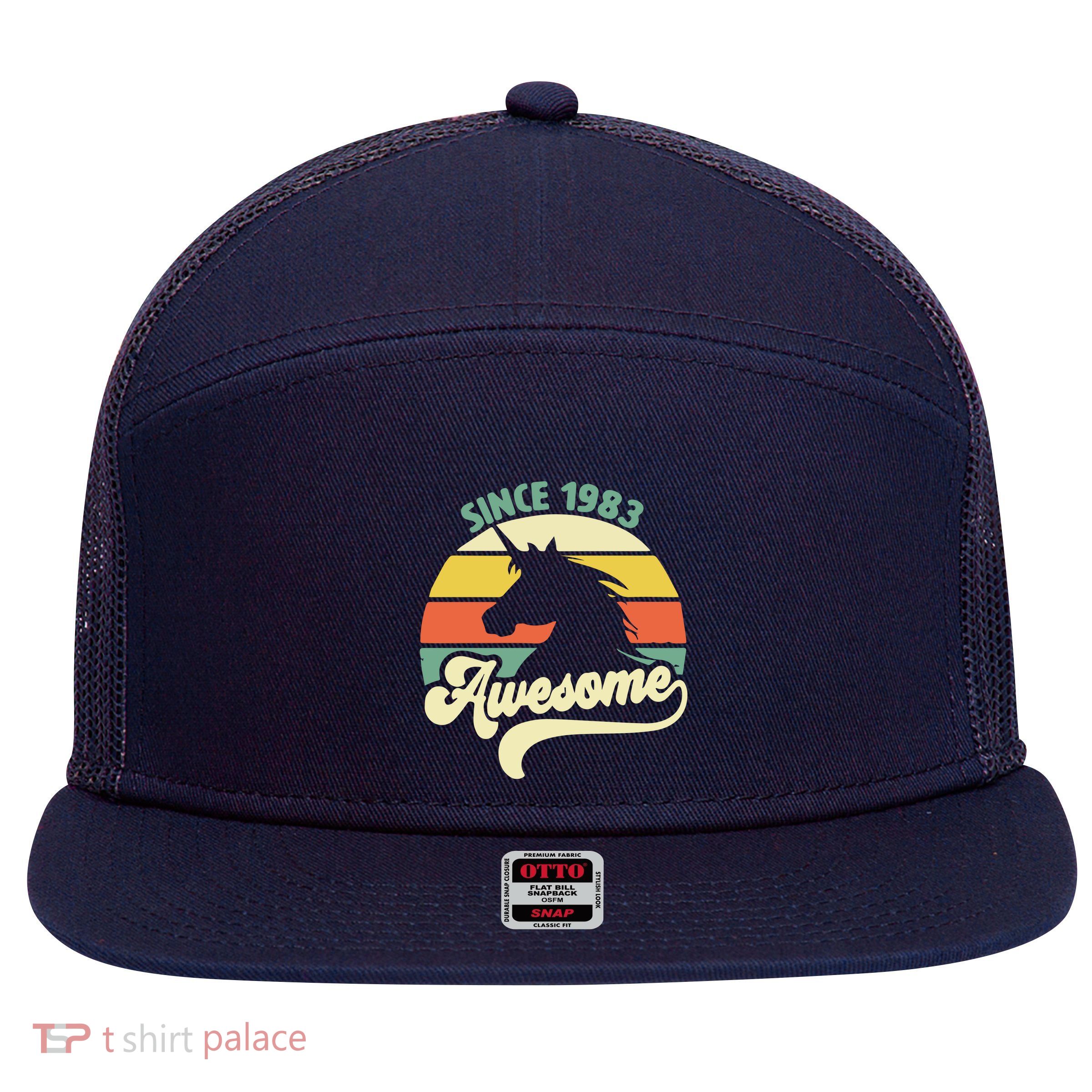 Awesome Since 1983 Retro Unicorn Birthday 7 Panel Mesh Trucker Snapback Hat