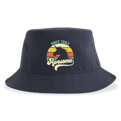Awesome Since 1983 Retro Unicorn Birthday Sustainable Bucket Hat