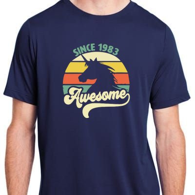 Awesome Since 1983 Retro Unicorn Birthday Adult ChromaSoft Performance T-Shirt