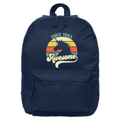 Awesome Since 1983 Retro Unicorn Birthday 16 in Basic Backpack
