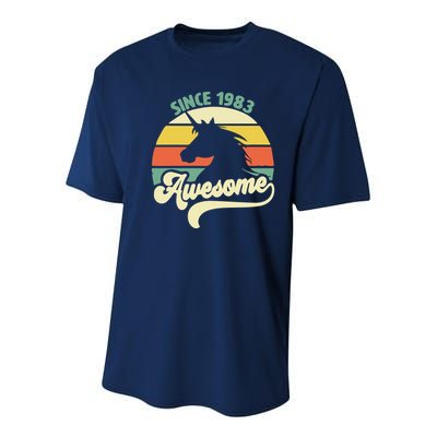 Awesome Since 1983 Retro Unicorn Birthday Youth Performance Sprint T-Shirt