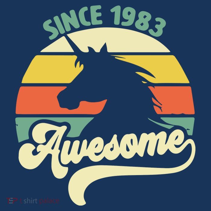 Awesome Since 1983 Retro Unicorn Birthday Womens T-Shirt