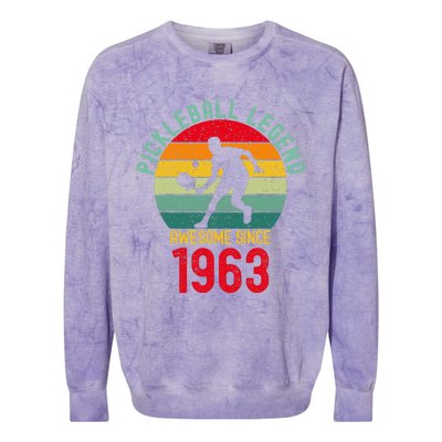 Awesome Since 1963 Retro 60th Pickleball Legend Colorblast Crewneck Sweatshirt