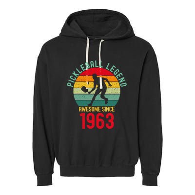 Awesome Since 1963 Retro 60th Pickleball Legend Garment-Dyed Fleece Hoodie