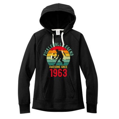 Awesome Since 1963 Retro 60th Pickleball Legend Women's Fleece Hoodie